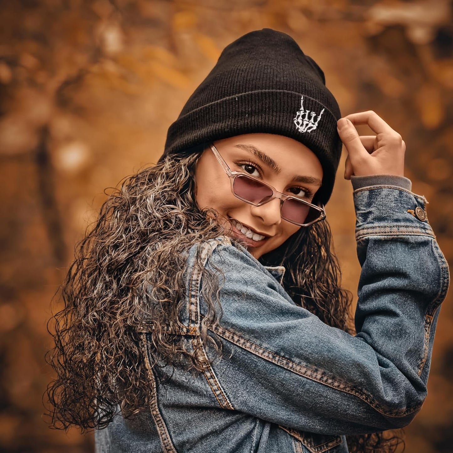 Halloween Skull Goth Knit Beanie Hats for Men Women Cool Emo Gothic Birthday Christmas Skeleton Gifts Presents Winter