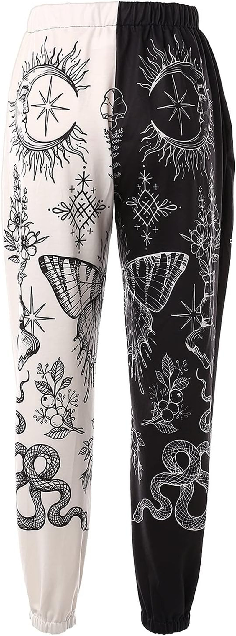 Women'S Fashion Printed Jogger Pants Elastic Waist Color Block Street Loose Sweatpants with Pockets