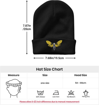 Cute Frog Skeleton Embroidered Beanie Knit Hat for Men Women, Halloween Goth Graphic Winter Black Skull Cap
