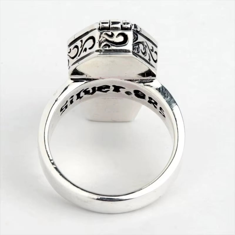 Vintage Halloween Vampire Skull Flip Coffin Men'S Ring Gothic Punk Steam Motorcycle Y2K Party Gift Jewelry