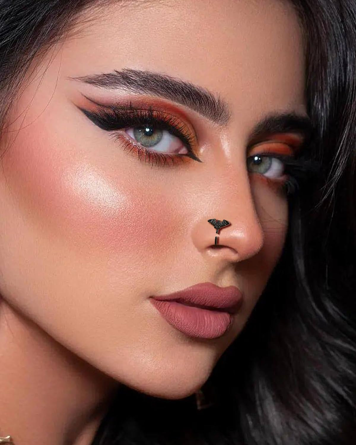 Black Halloween Nose Rings 20G Bat Nose Hoop Nose Ring Detailed Dangle Spider Nose Hoop 8Mm Hoop Nose Piercing 20 Gauge Nose Jewelry
