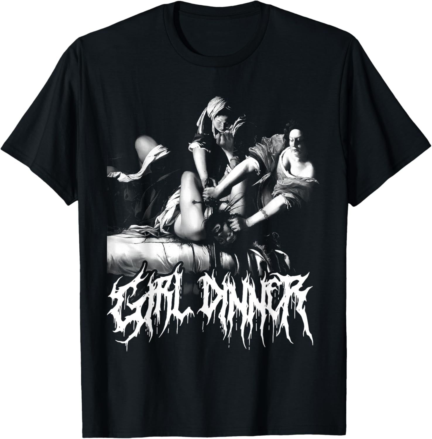 Black Metal Girl Dinner Feminist Alt Goth Punk Death Metal T-Shirt Noctura