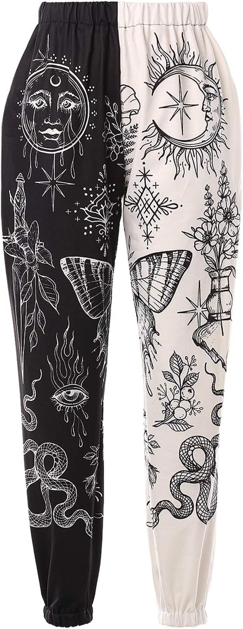 Women'S Fashion Printed Jogger Pants Elastic Waist Color Block Street Loose Sweatpants with Pockets