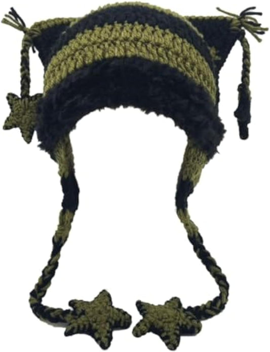 Beanies Cat Beanie Y2K Beanie Goth Knit Hat Grunge Crochet Hats for Women Y2K Accessories