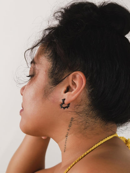 Huggie Hoop Spike Heart Earrings, Gothic Punk Grunge Emo Y2K Earrings, Goth Jewelry, Christmas Jewelry Gift for Women