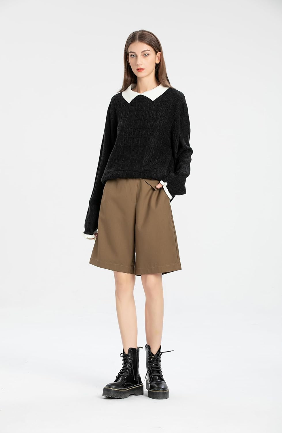 Pan Collar Knitted Sweater – Casual Gothic Pullover