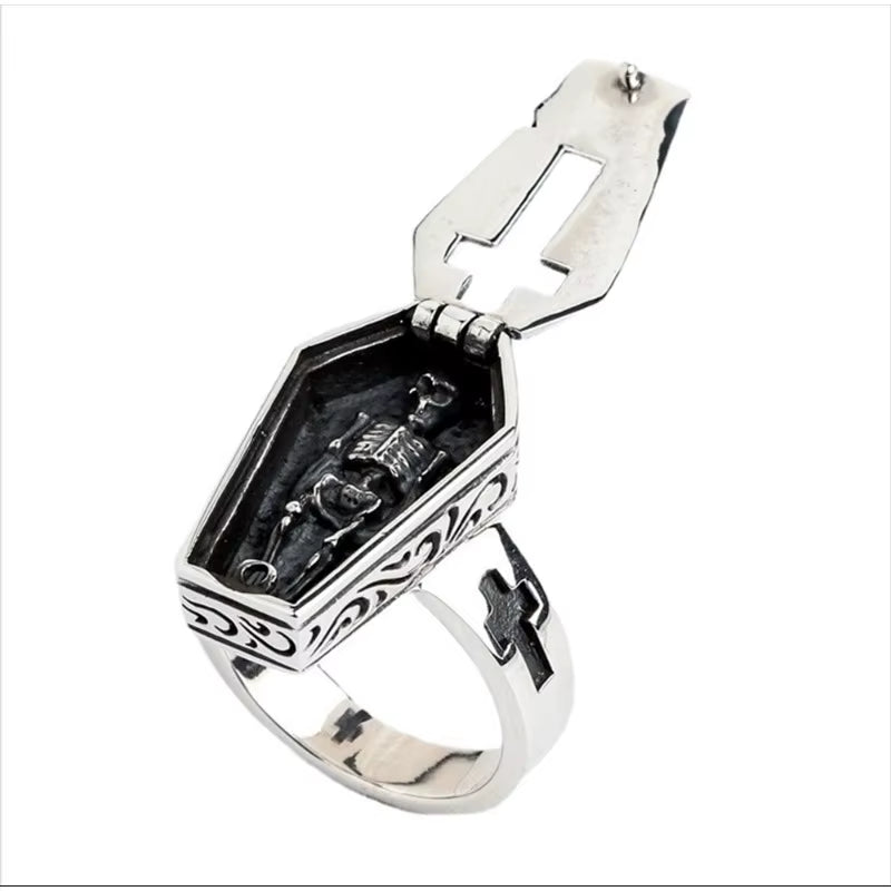 Gothic Coffin Skull Ring - Noctura