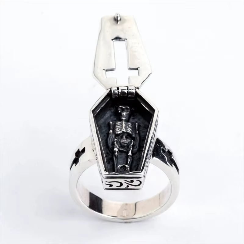 Gothic Coffin Skull Ring - Noctura