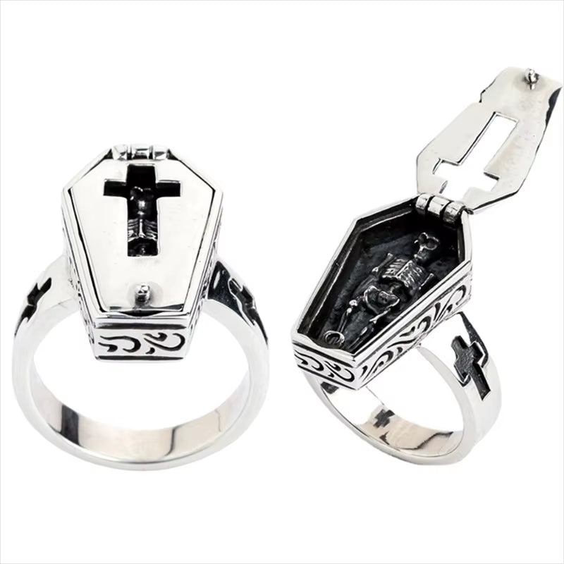 Gothic Coffin Skull Ring - Noctura