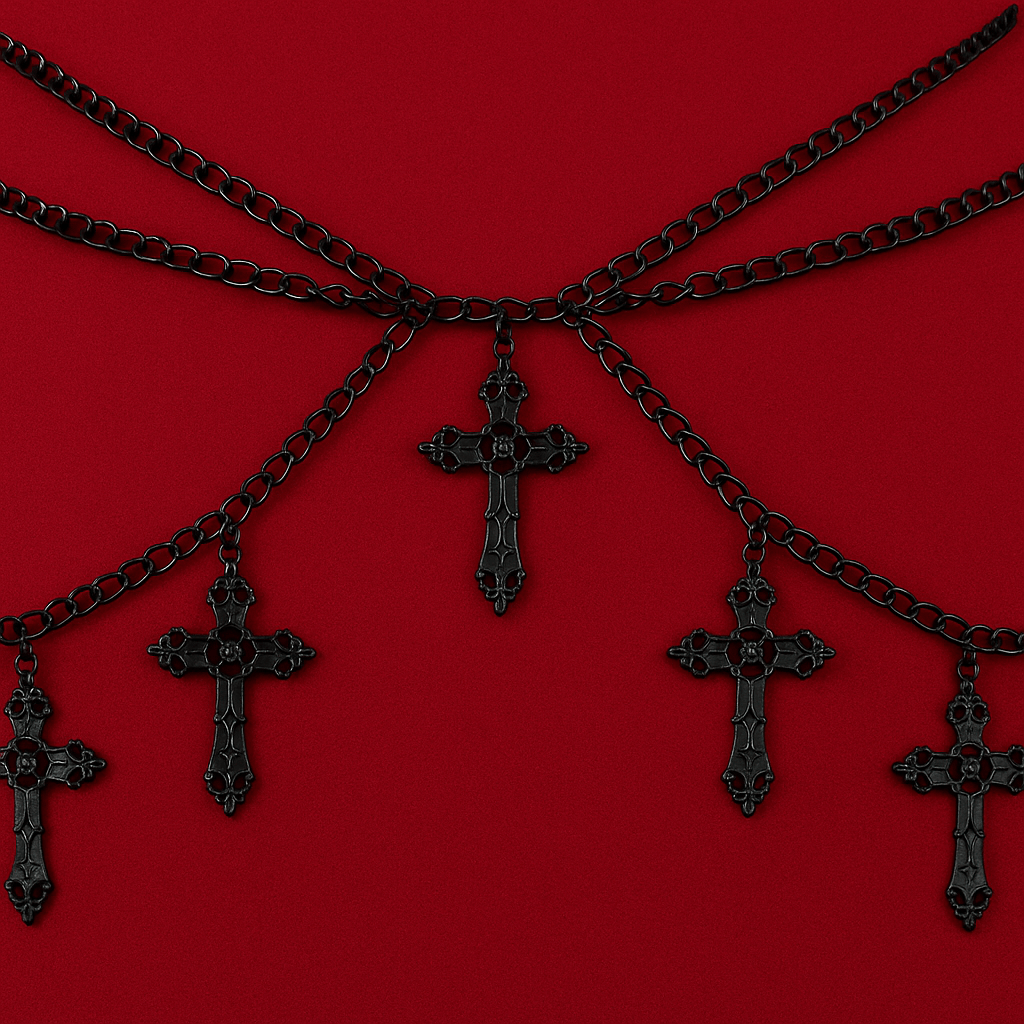 Gothic Cross Waist Chain Belt - Noctura