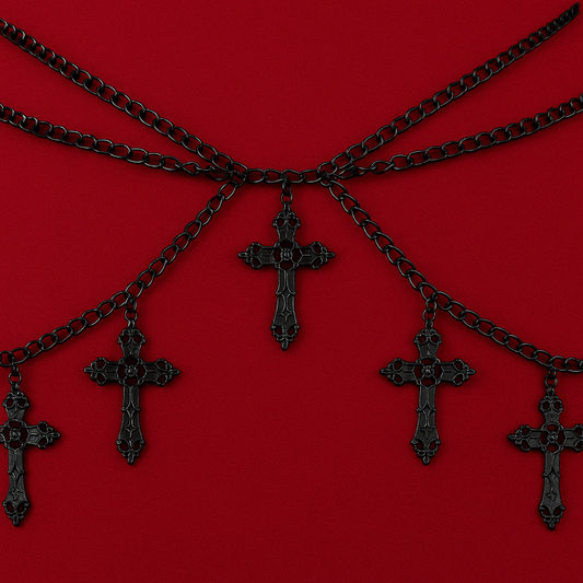 Gothic Cross Waist Chain Belt - Noctura