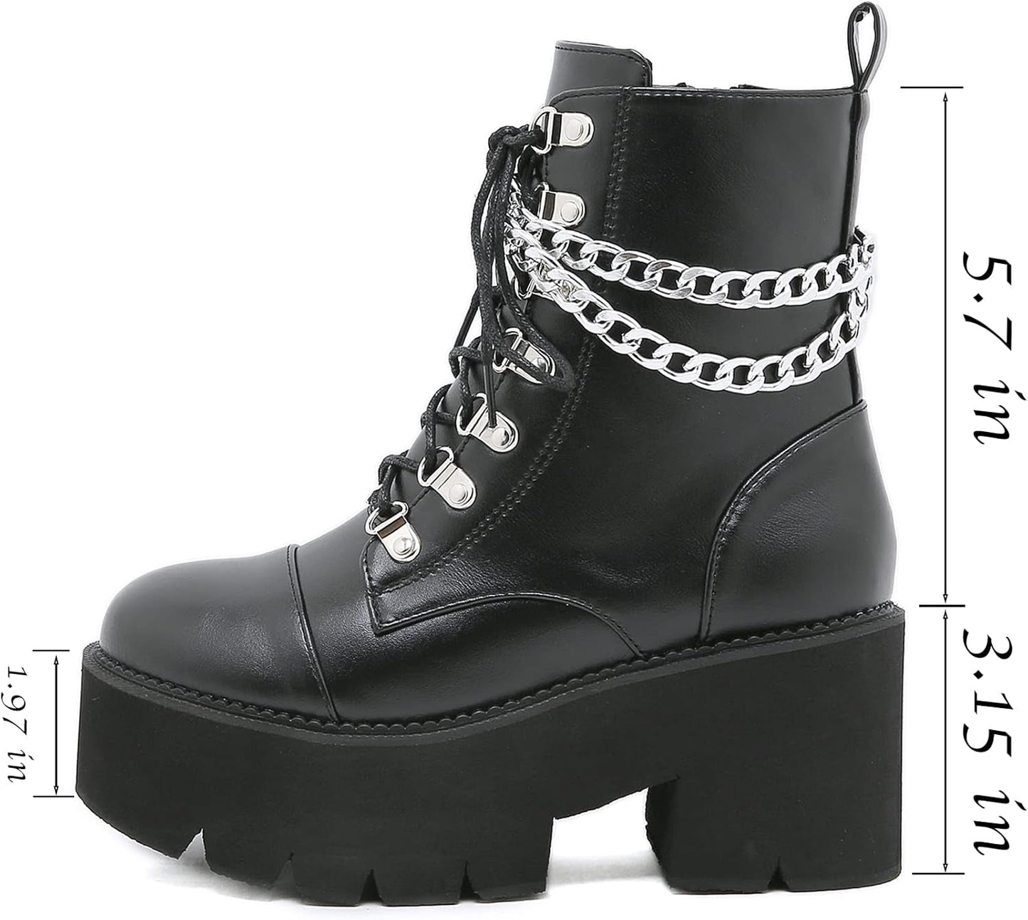 Gravechain Chunky Platform Boots – Black Combat Ankle - Noctura