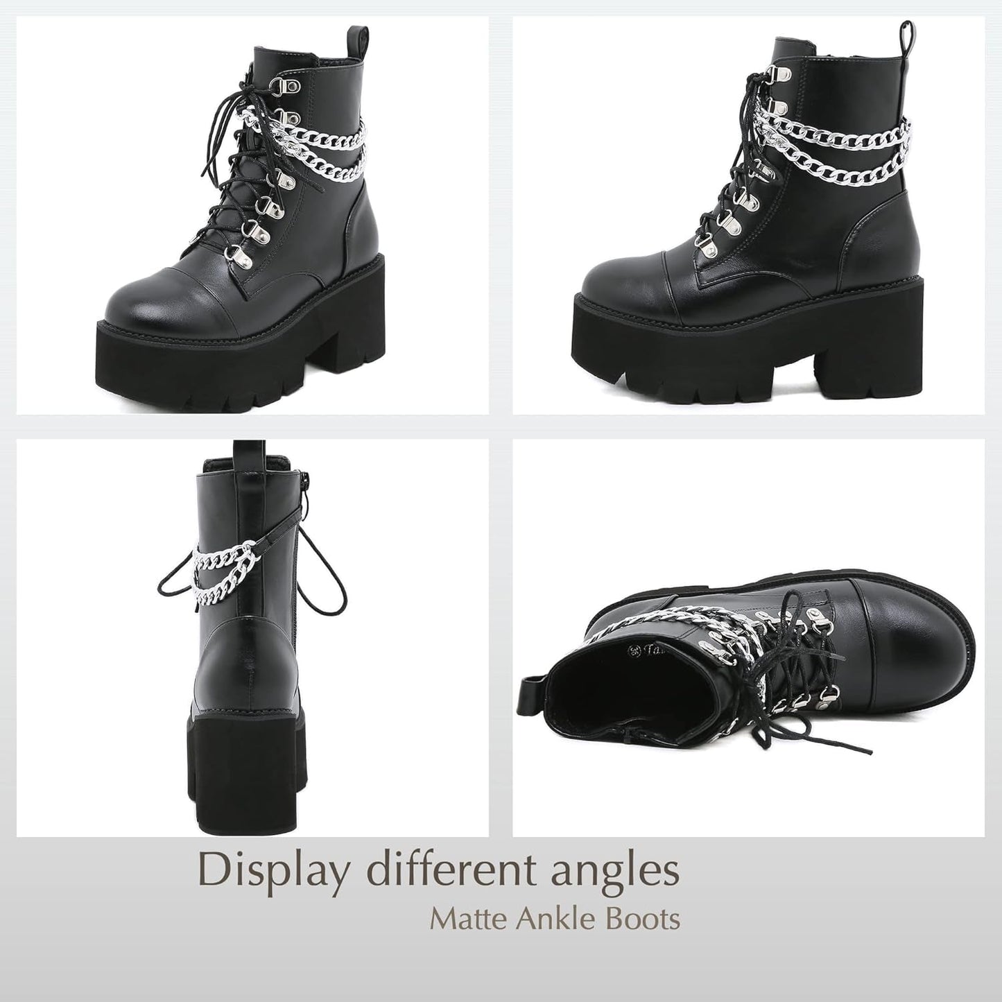 Gravechain Chunky Platform Boots – Black Combat Ankle - Noctura