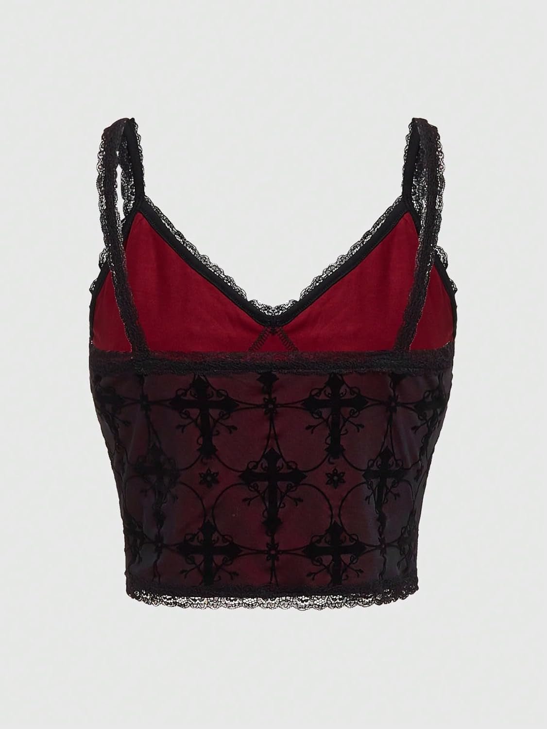 Lace Goth Crop Top – Witchy Grunge Cami - Noctura
