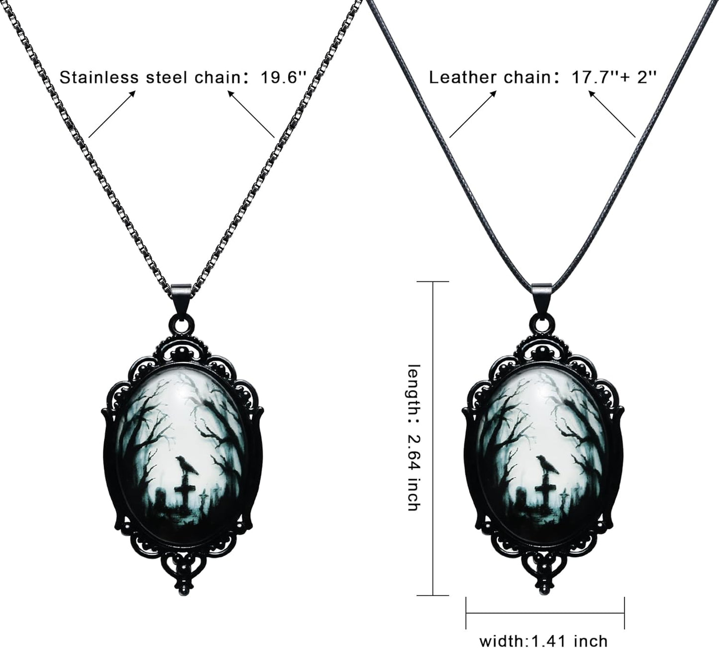 Noctura Gothic Raven Locket Necklace - Halloween - Noctura