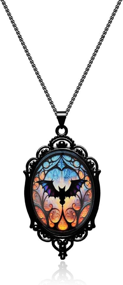 Noctura Gothic Raven Locket Necklace - Halloween - Noctura