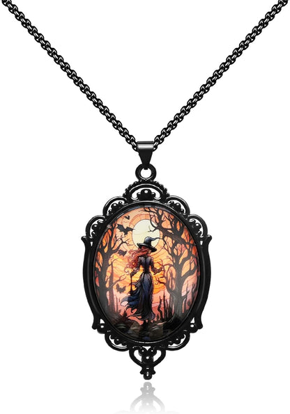 Noctura Gothic Raven Locket Necklace - Halloween - Noctura