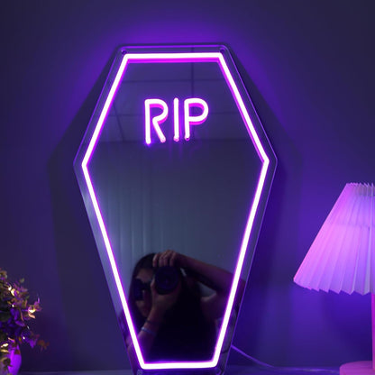 RIP Neon Coffin Mirror – Purple Crypt LED 🪦💜 - Noctura