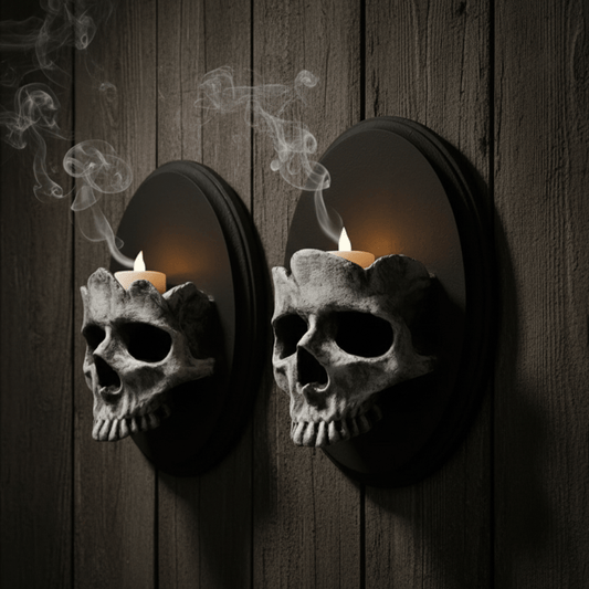 Skull Candle Wall Holder – Gothic Skeleton Candlestick Decor - Noctura