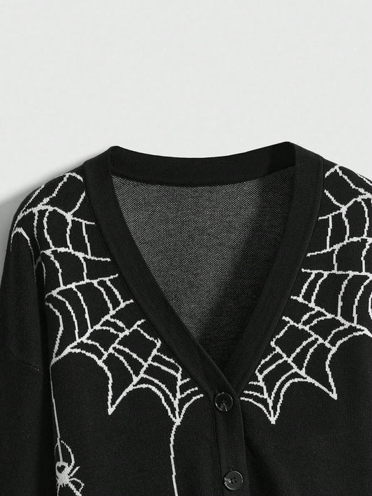 Spider Web Jacquard Cardigan - Noctura