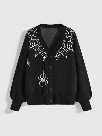 Spider Web Jacquard Cardigan - Noctura
