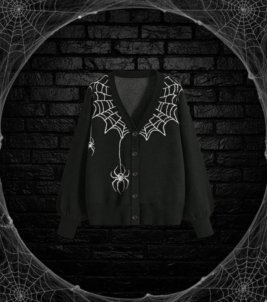 Spider Web Jacquard Cardigan - Noctura
